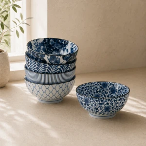 Porcelanowa miska z niebieskimi motywami Ø18 cm