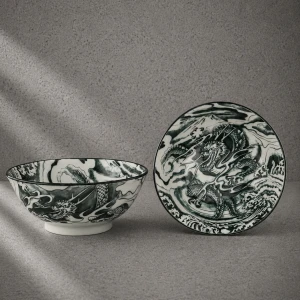 Dragon - miska na ramen z motywem smoka Ø21 cm (czarna)