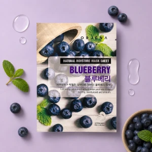Orjena | Natural Moisture Mask Sheet Blueberry - Maska w płachcie z ekstraktem z borówki amerykańskiej o działaniu rewitalizującym