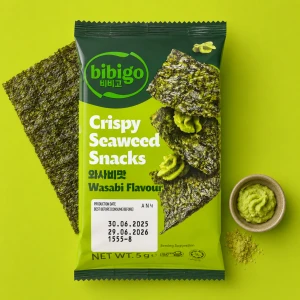 Crispy Seaweed Snack Wasabi Flavour - przekąska z prażonych glonów o smaku wasabi 5 g | Bibigo