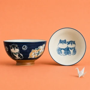 Porcelanowa miska z motywem pieska (Kawaii Shiba) Ø14cm