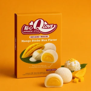 Deluxe Mochi Mango Sticky Rice - mochi o smaku kleistego ryżu z mango | QLove