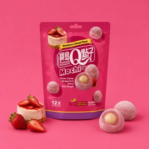 Bezglutenowe mochi o smaku sernika truskawkowego | Taiwan Dessert