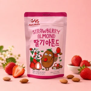 Strawberry Almond - migdały w posypce truskawkowej (duża paczka) | Nuts Holic